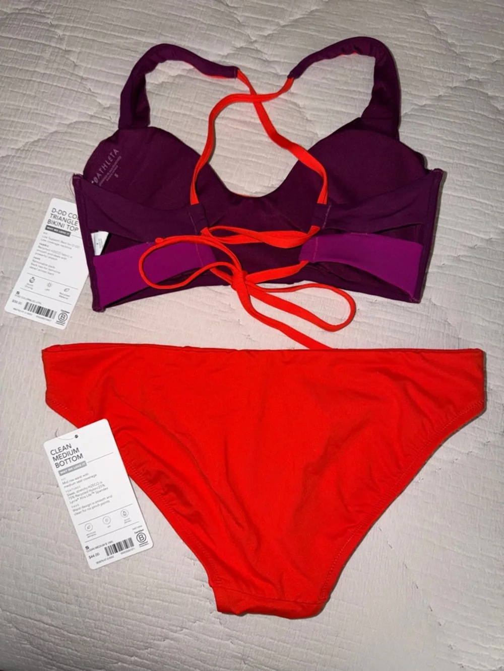 NWT Athleta Triangle Bikini Top Small D/DD Clean Bottom Set